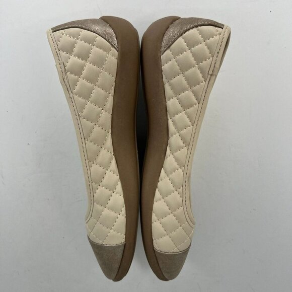 Time & Tru Sintelico Quilted Ballet Flats Womens Cream/Copper Shoes Size 6 - Picture 6 of 9